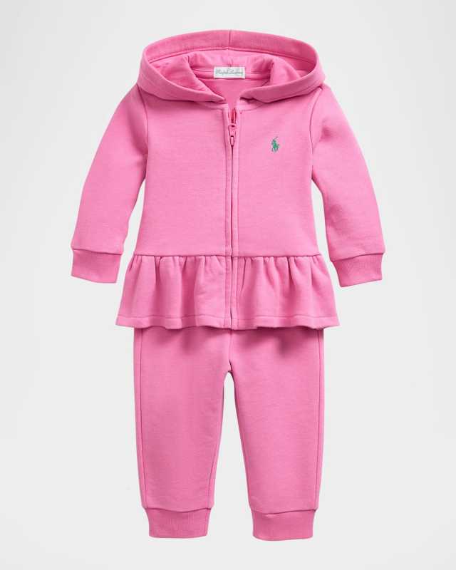 Girl's Ruffle French Terry Hoodie Set, Size 3M-
